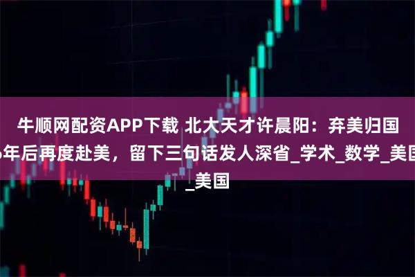 牛顺网配资APP下载 北大天才许晨阳:弃美归国6年后再度赴美,留下三句话发人深省_学术_数学_美国