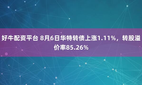好牛配资平台 8月6日华特转债上涨1.11%，转股溢价率85.26%