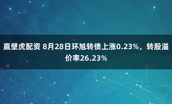赢壁虎配资 8月28日环旭转债上涨0.23%，转股溢价率26.23%